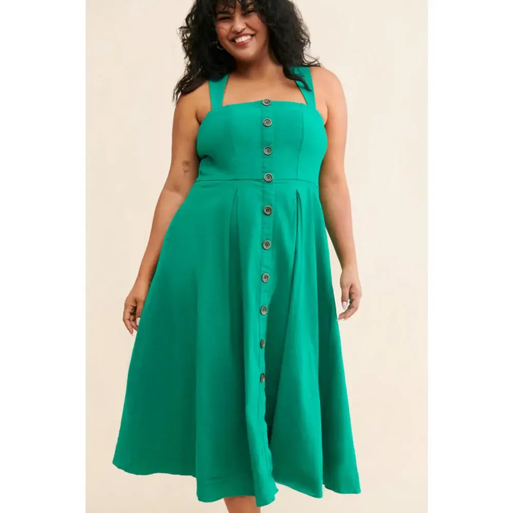 Anthropologie x Maeve - Midi Dress with Button Front and Wide Straps, Size 20W - Picture 1 of 10